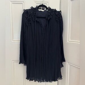 NWT Rebecca Taylor Navy Ruffled Dress
